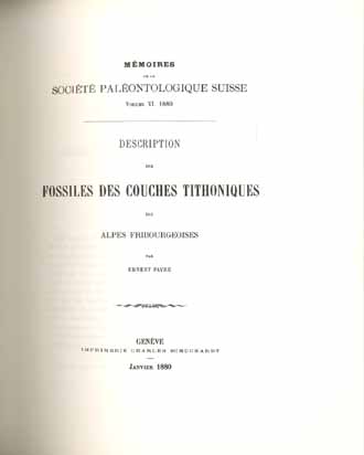 FOSSILES DES COUCHES TITHONIQUES DES ALPES FRIBOURGOISES 1879 (6-1)