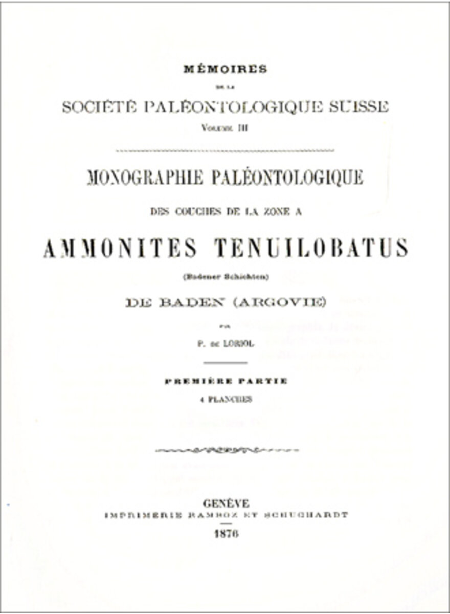 MONOGRAPHIE PALAEONTOLOGIE DE LA ZONE  AMMONITES TENUILOBATUS DE BADEN (3-4)