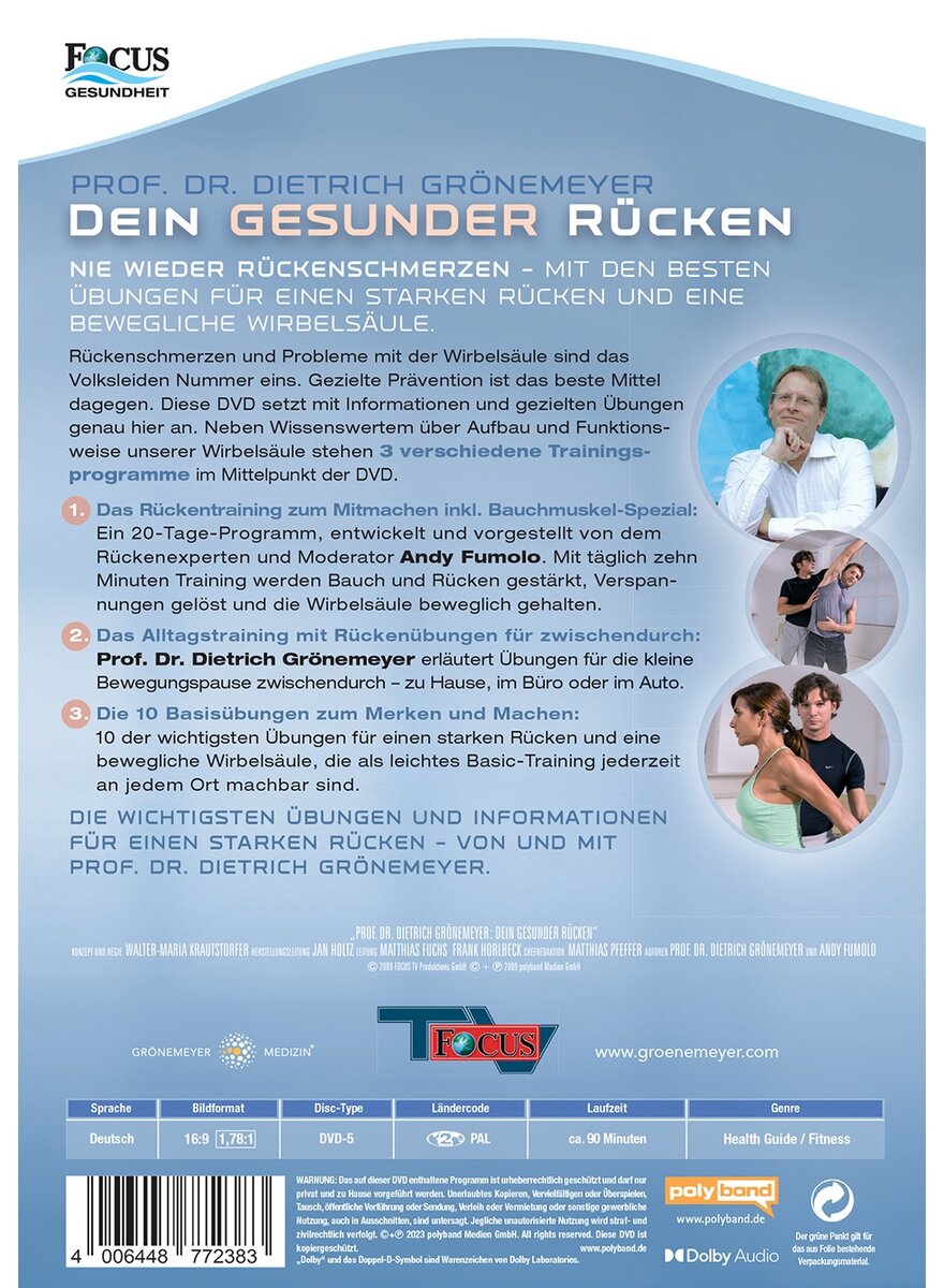 DVD DEIN GESUNDER RCKEN - DIETRICH GRNEMEYER Bild 2