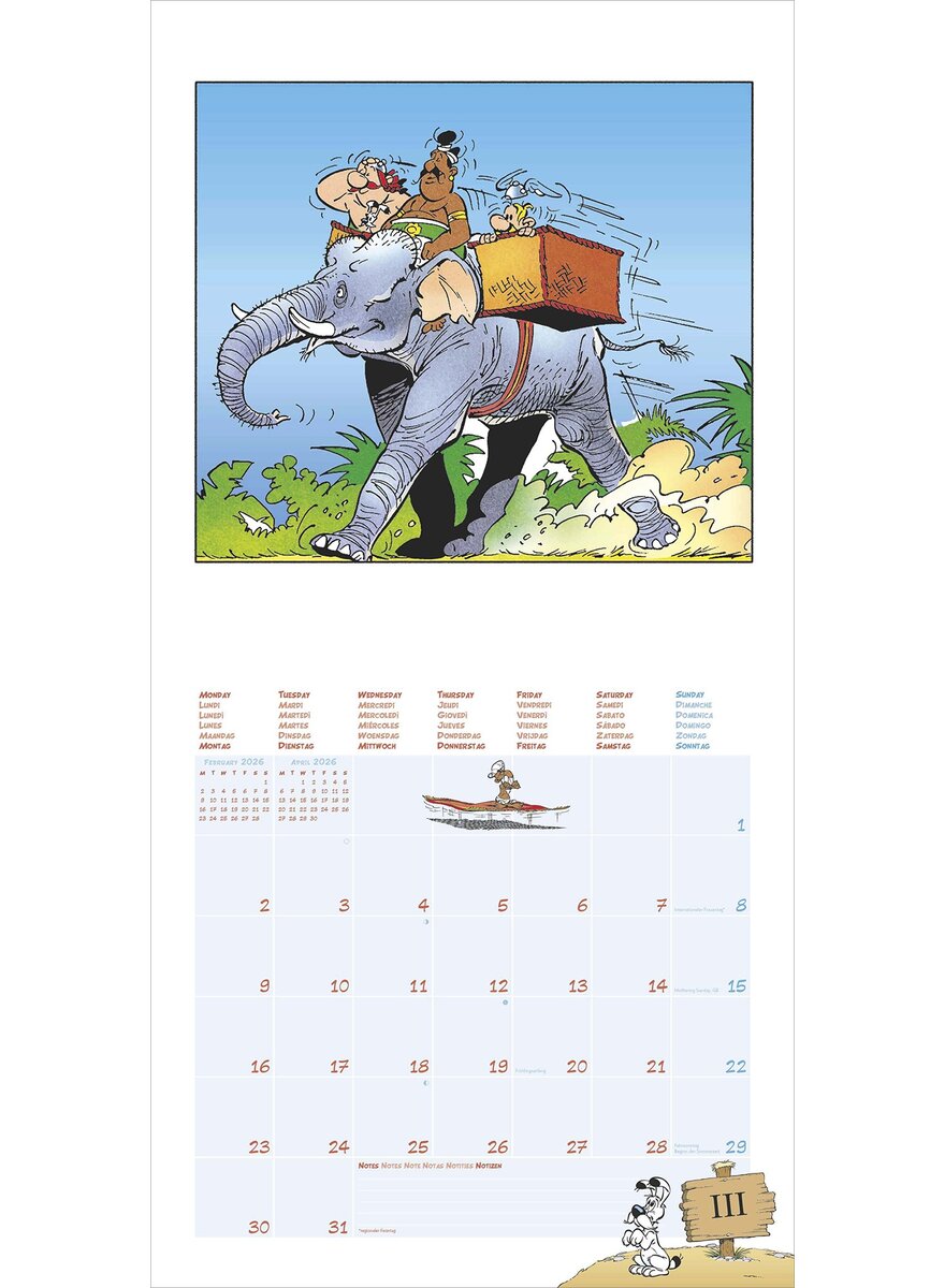 Auf diesem Bild sehen Sie das Produktbild fr 5 KALENDER ASTERIX 2026 - ALBERT UDERZO