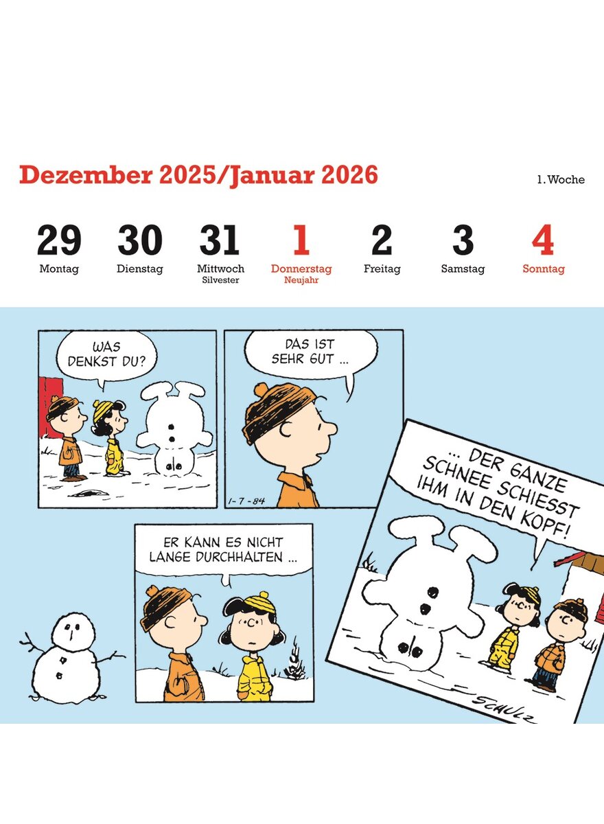 Auf diesem Bild sehen Sie das Produktbild 2 fr PEANUTS POSTKARTENKALENDER 2026 -