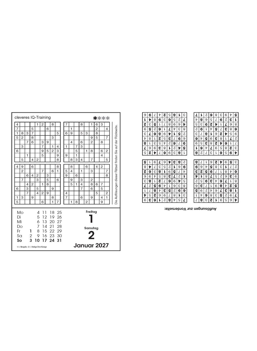 Auf diesem Bild sehen Sie das Produktbild 2 f�r SUDOKUKALENDER 2027 -