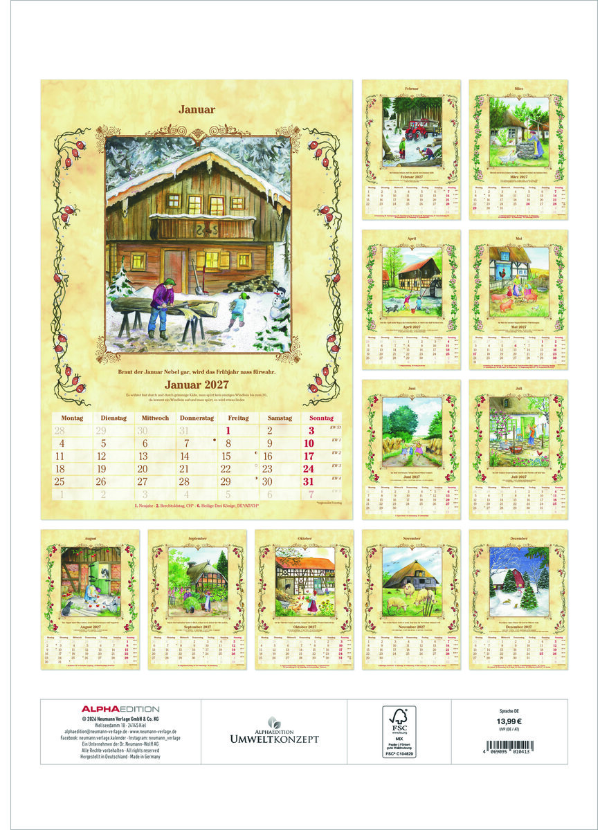 Auf diesem Bild sehen Sie das Produktbild f�r 5 BAUERNKALENDER 2027 -