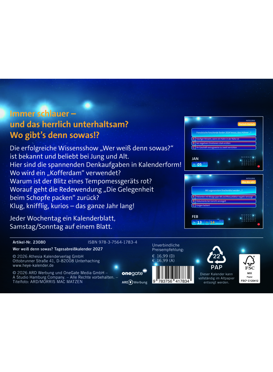 Auf diesem Bild sehen Sie das Produktbild f�r 5 TAGESABREI�KALENDER WER WEISS DENN SOWAS? 2027 -