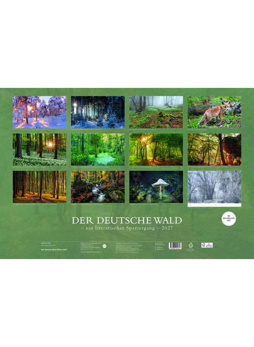 Auf diesem Bild sehen Sie das Produktbild f�r 5 KALENDER DER DEUTSCHE WALD - EIN LITERARISCHER SPAZIERGANG 2027