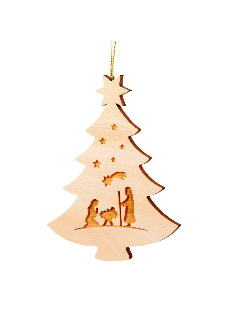 Auf diesem Bild sehen Sie das Produktbild 1 fr ANHNGER ZIRBEN-WEIHNACHTSBAUM MARIA & JOSEF -