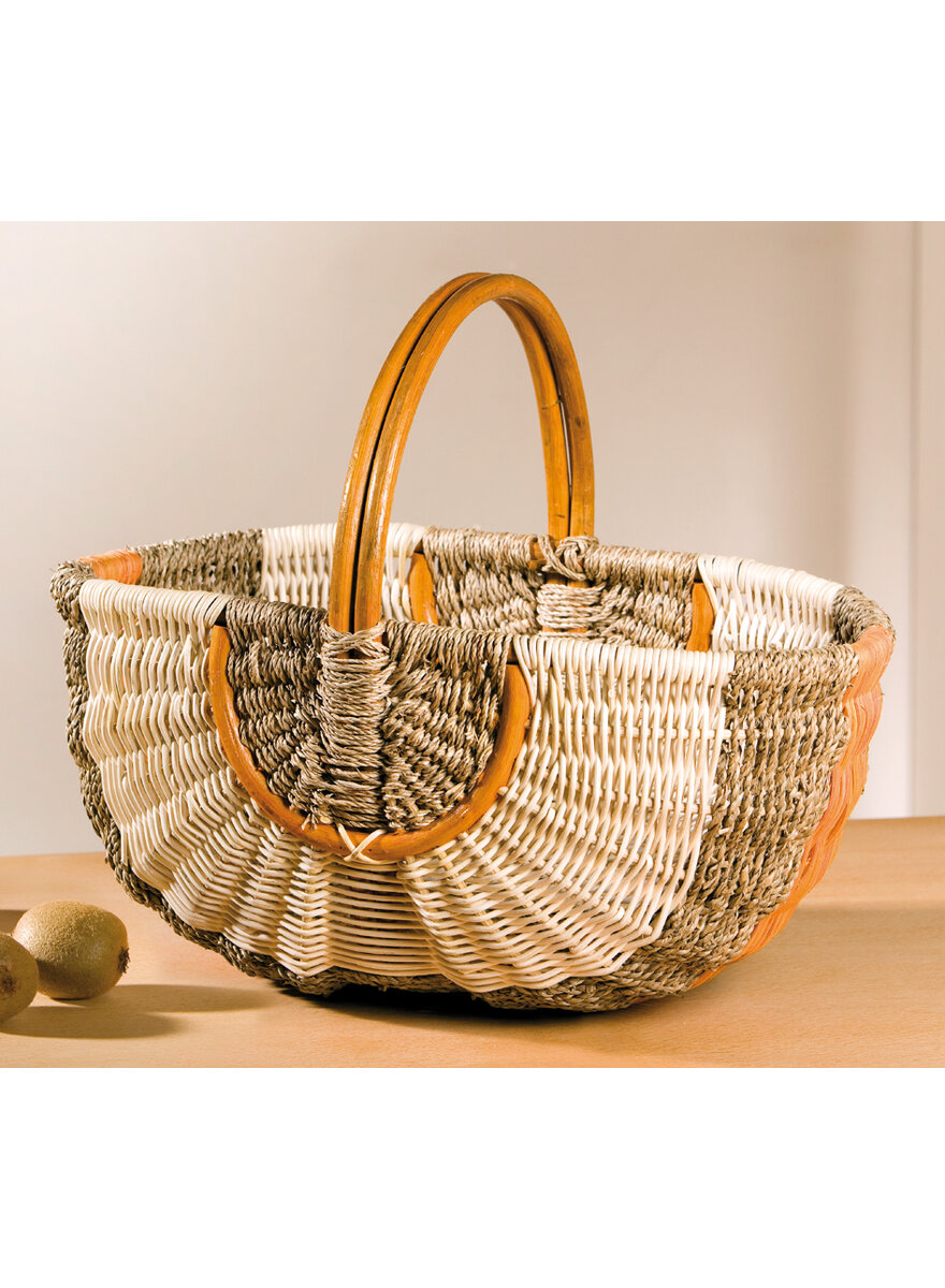 Auf diesem Bild sehen Sie das Produktbild 1 fr EINKAUFSKORB NATUR AUS SEEGRAS UND RATTAN