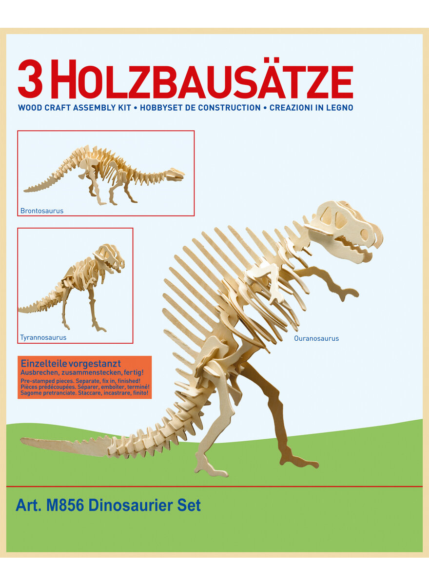 3 HOLZBAUSTZE DINOSAURIER IM SET