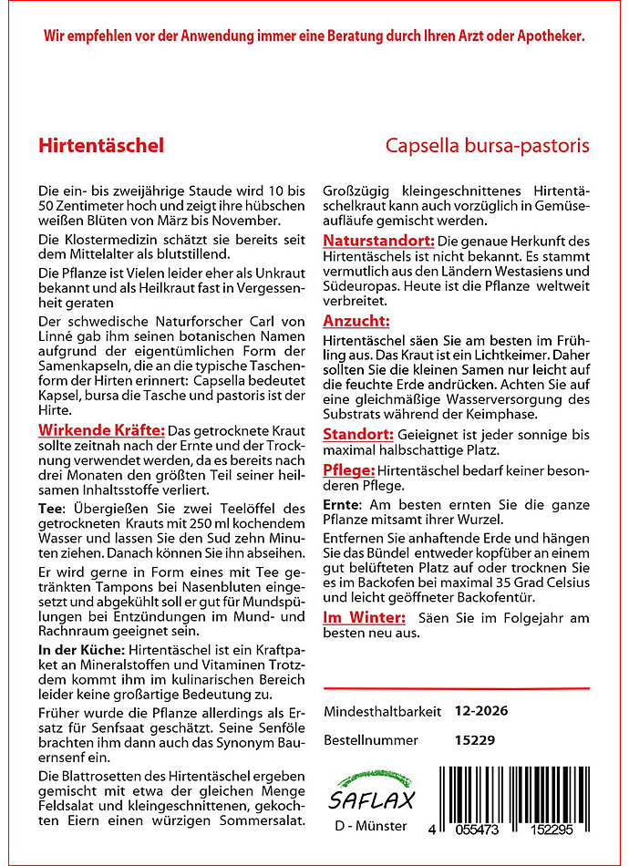 Auf diesem Bild sehen Sie das Produktbild 2 fr SAMEN HIRTENTSCHEL