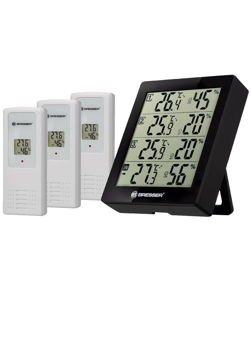 THERMO-/HYGROMETER MIT 3 AUSSENSENSOREN