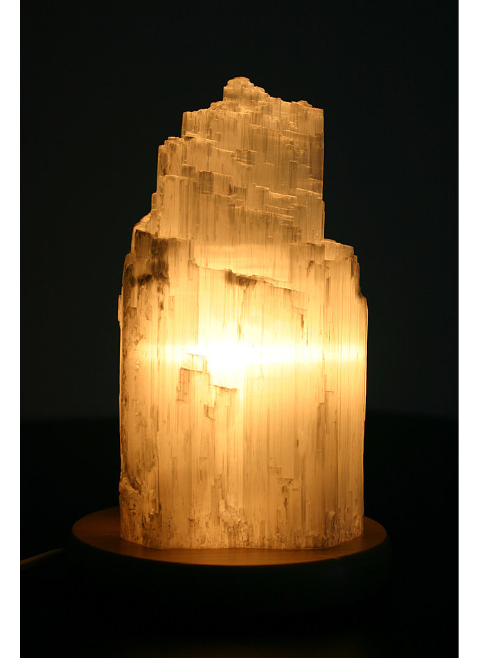 LAMPE SELENIT MIT HOLZSOCKEL Bild 2