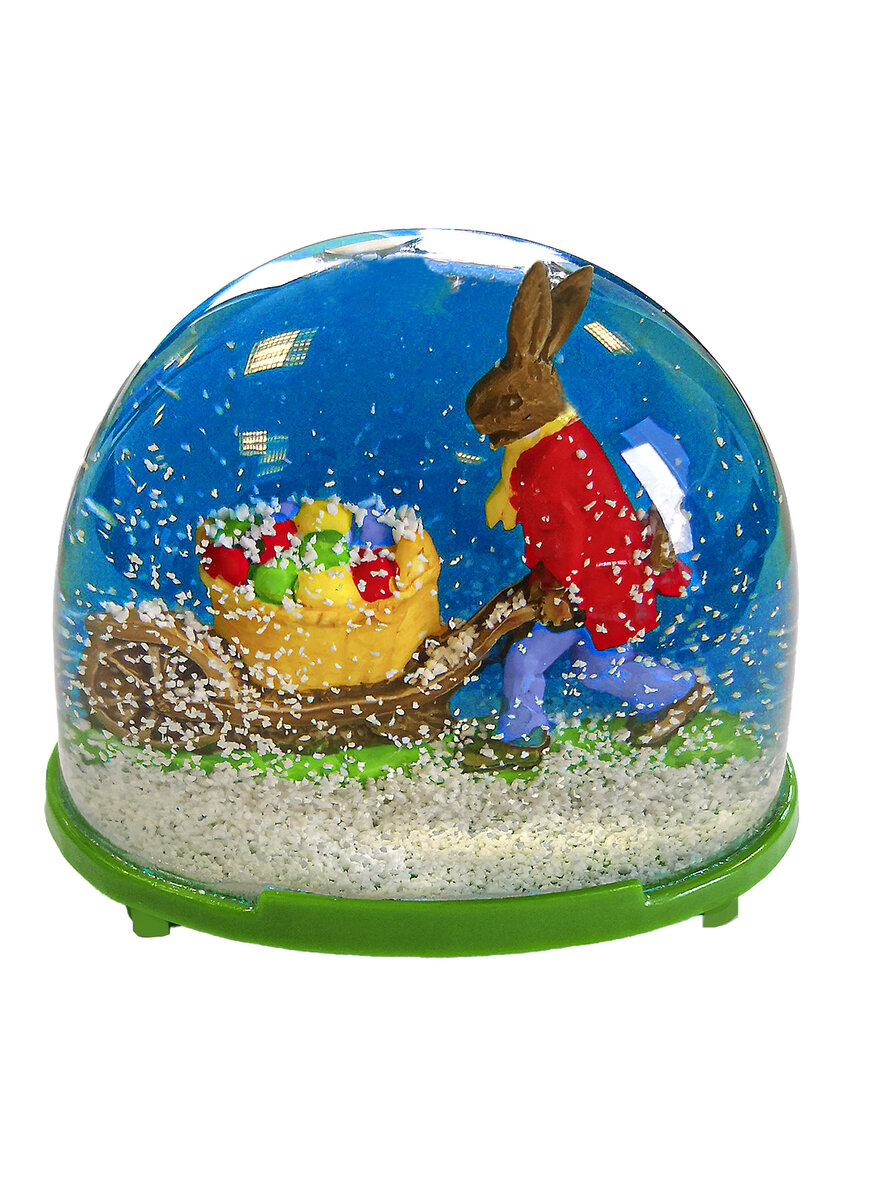 Auf diesem Bild sehen Sie das Produktbild 2 fr SCHNEEKUGEL OSTERHASE MIT SCHUBKARRE