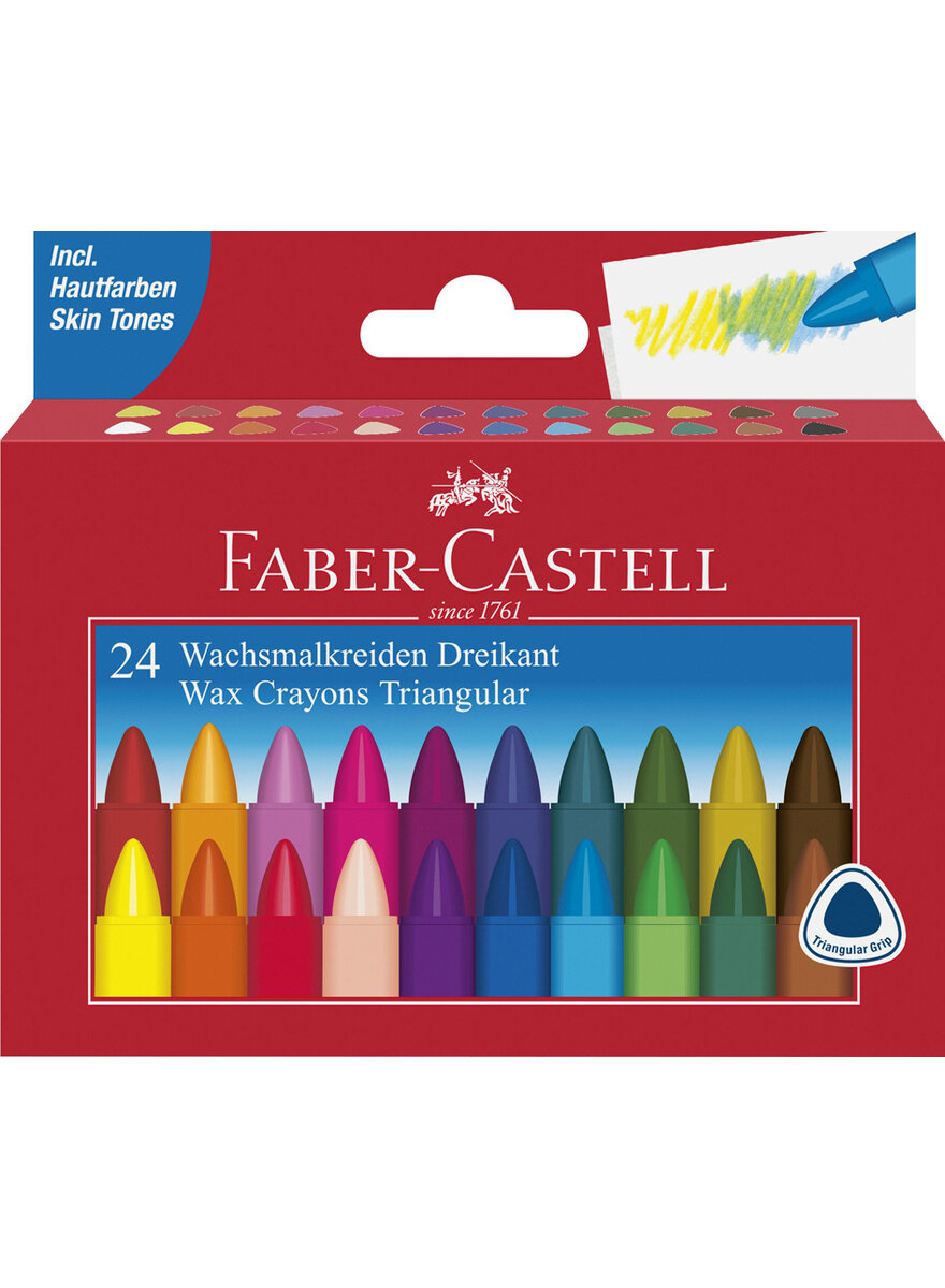 FABER-CASTELL WACHSMALSTIFTE DREIKANT 24ER KARTONETUI