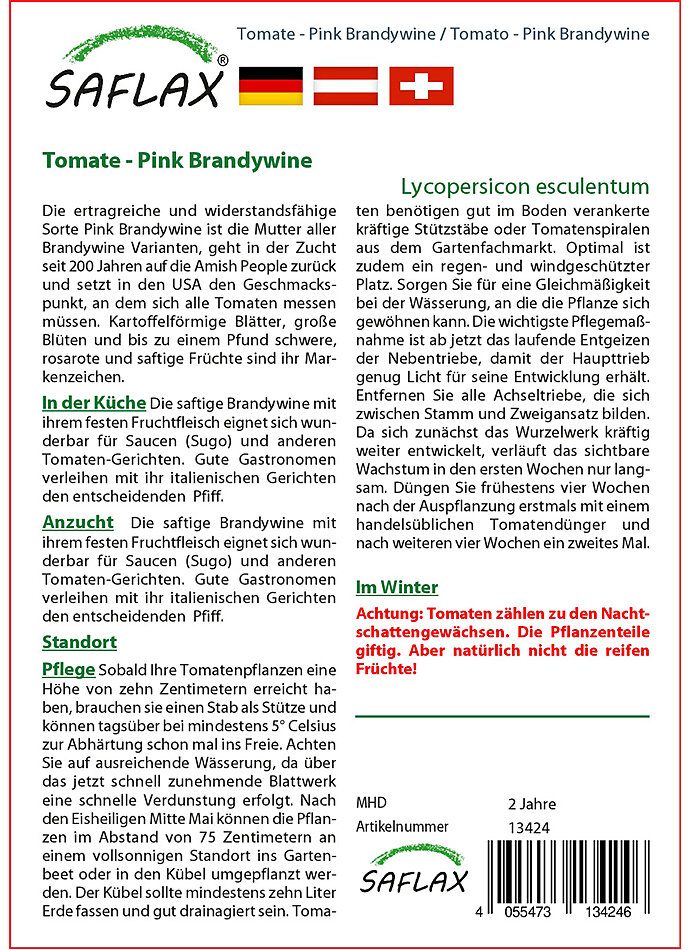 Auf diesem Bild sehen Sie das Produktbild 2 fr SAMEN PINK BRANDYWINE TOMATE