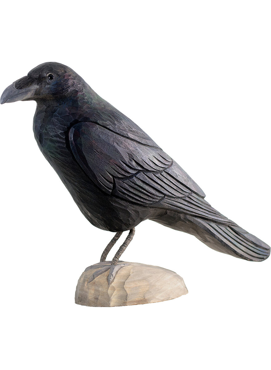 Auf diesem Bild sehen Sie das Produktbild 1 fr RABE - HANDGESCHNITZTER VOGEL AUS HOLZ