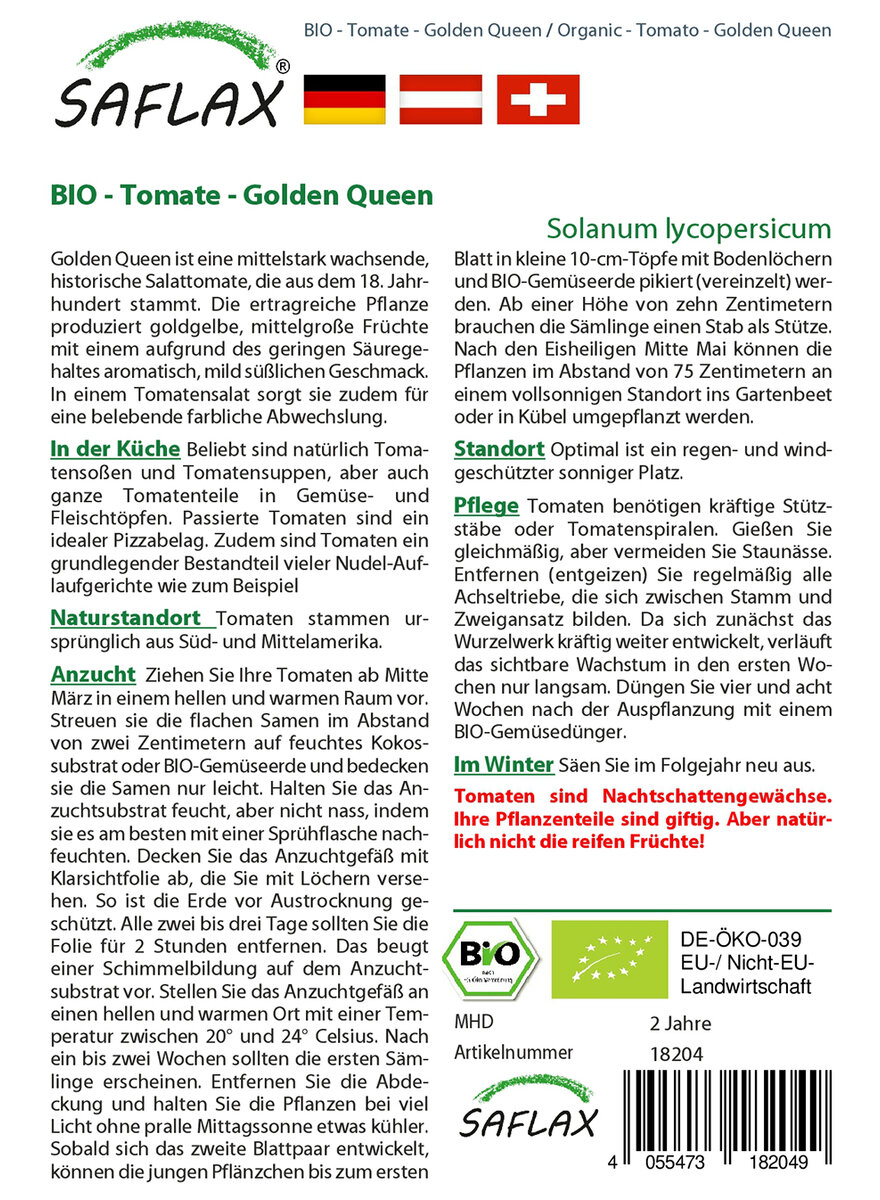 BIO-SAMEN TOMATE GOLDEN QUEEN Bild 2