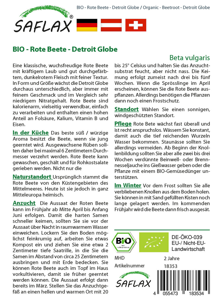 SAMEN ROTE BEETE DETROIT GLOBE Bild 2