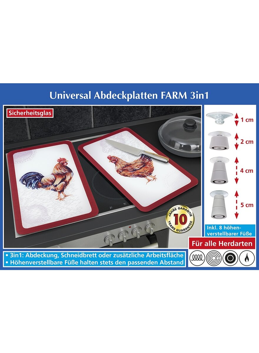 Auf diesem Bild sehen Sie das Produktbild fr 5 UNIVERSAL-ABDECKPLATTEN HAHN UND HENNE 2TLG.