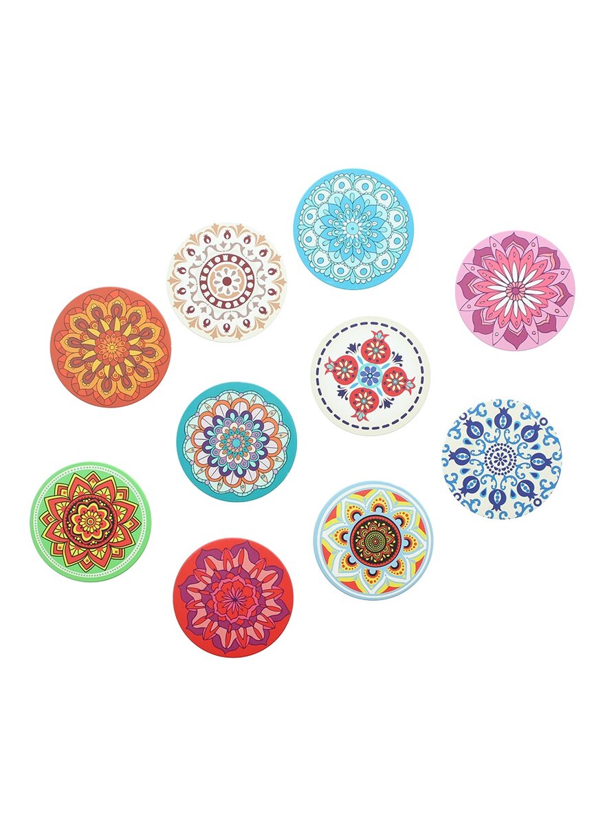 Auf diesem Bild sehen Sie das Produktbild 1 fr GLSER-UNTERSETZER MANDALA 10ER-SET