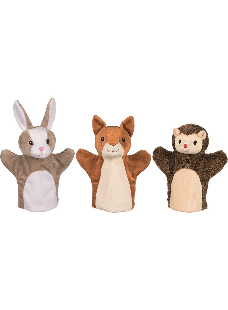 HANDPUPPEN EICHHRNCHEN, HASE UND IGEL - 3ER-SET