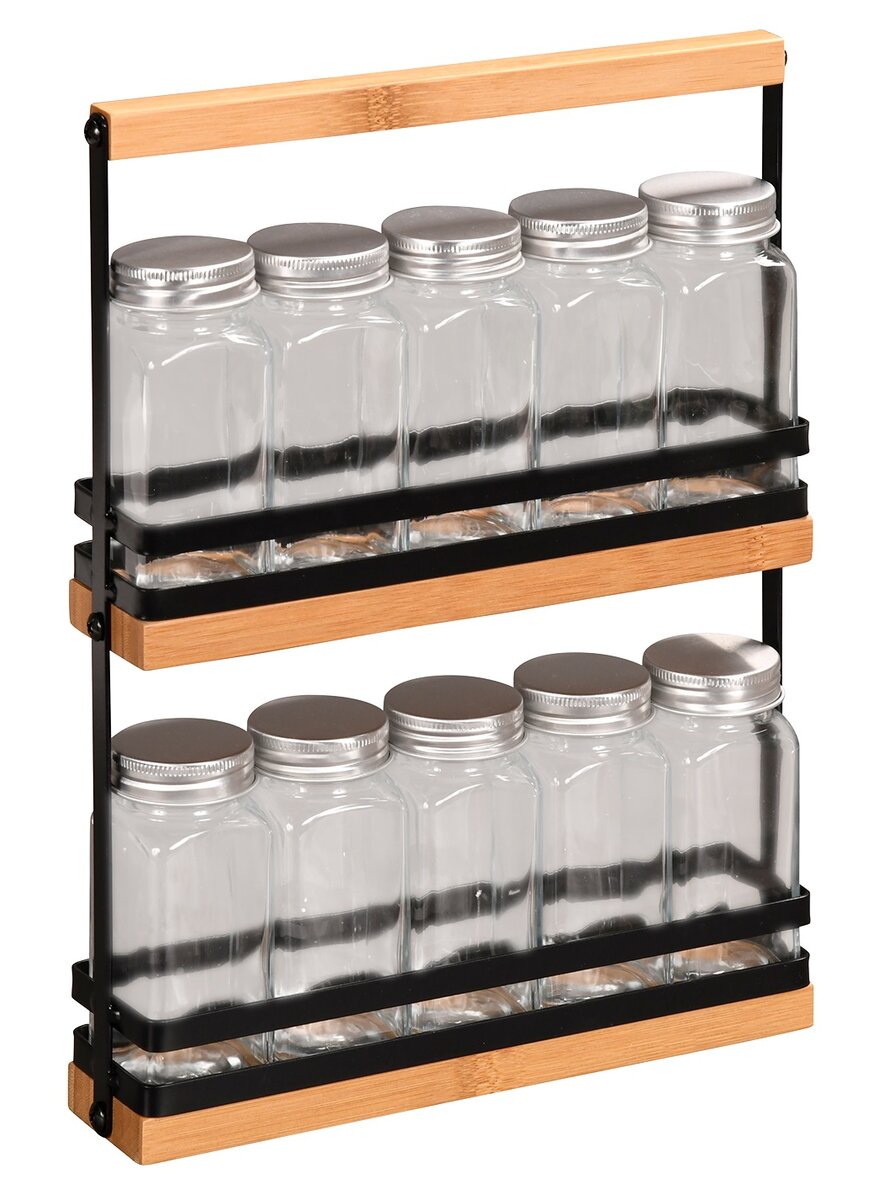 Auf diesem Bild sehen Sie das Produktbild 1 fr GEWRZREGAL AUS BAMBUS MIT 10 LEEREN GLSERN