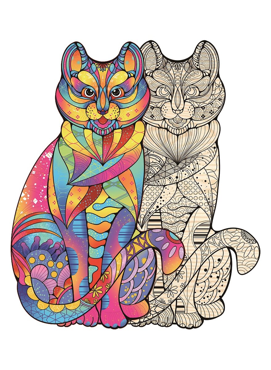 Auf diesem Bild sehen Sie das Produktbild 1 fr ARTEFAKT HOLZPUZZLE KATZE 2-IN-1 - 160 TEILE