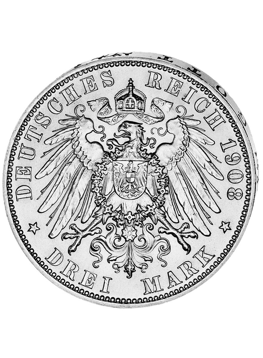 Auf diesem Bild sehen Sie das Produktbild 2 fr SILBERMNZE 3 MARK KNIGREICH PREUEN - LETZTER KAISER WILHELM II