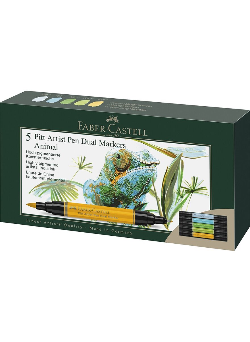 Auf diesem Bild sehen Sie das Produktbild 1 fr ANIMAL TUSCHESTIFT PITT ARTIST PEN DUAL MARKER 5ER-SET