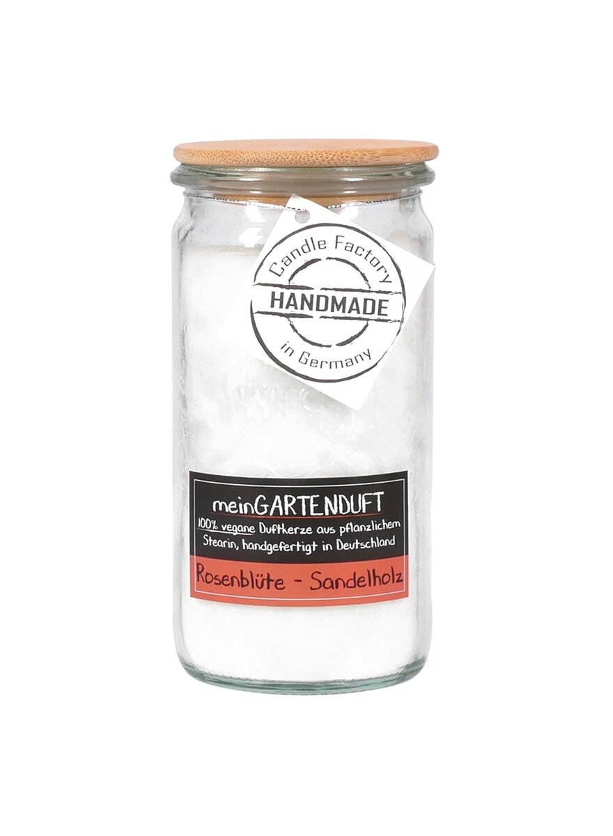 Auf diesem Bild sehen Sie das Produktbild 1 fr DUFTKERZE ROSENBLTE-SANDEL- HOLZ - MEIN GARTENDUFT