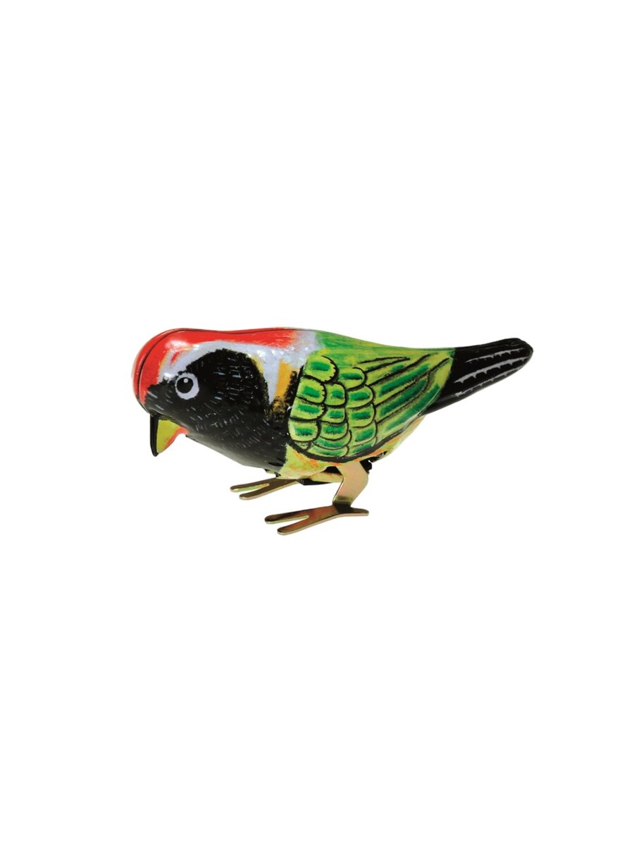 Auf diesem Bild sehen Sie das Produktbild 1 f�r BLECH-PICKVOGEL GR�N UND SCHWARZ GEMUSTERT ZUM AUFZIEHEN