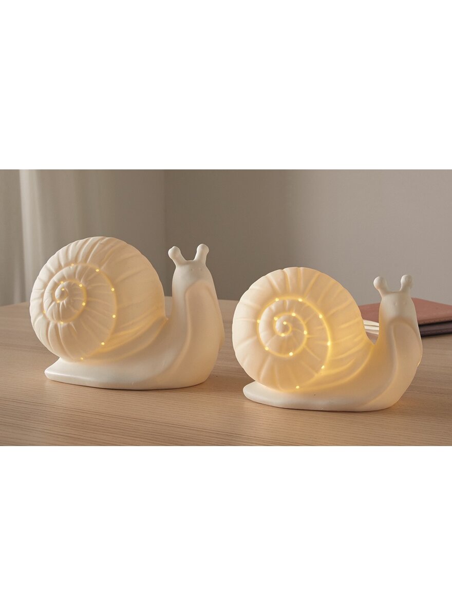 PORZELLAN-SCHNECKEN WHITE MIT LED-BELEUCHTUNG 2ER SET
