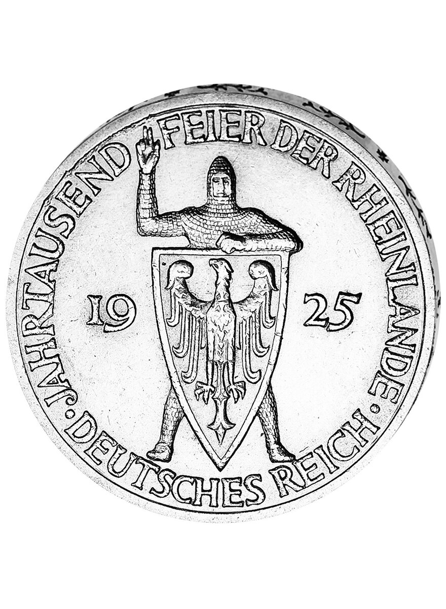 Auf diesem Bild sehen Sie das Produktbild 1 fr SILBER-GEDENKMNZE 3 REICHS- MARK WEIMARER REPUBLIK 1925 JAHRTAUSENDFEIER DER RHEINLAND