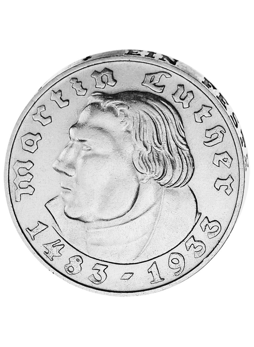 Auf diesem Bild sehen Sie das Produktbild 1 fr SILBERMNZE 2 REICHSMARK DEUTSCHES REICH 1933 MARTIN LUTHER