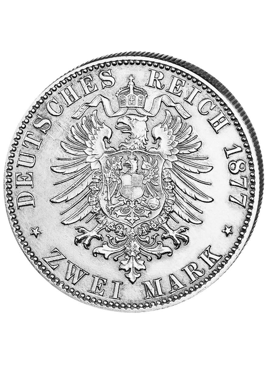 Auf diesem Bild sehen Sie das Produktbild 2 fr SILBERMNZE 2 MARK DEUTSCHES REICH 1876-1884 WILHELM I DT. KAISER KNIG V. PREUEN
