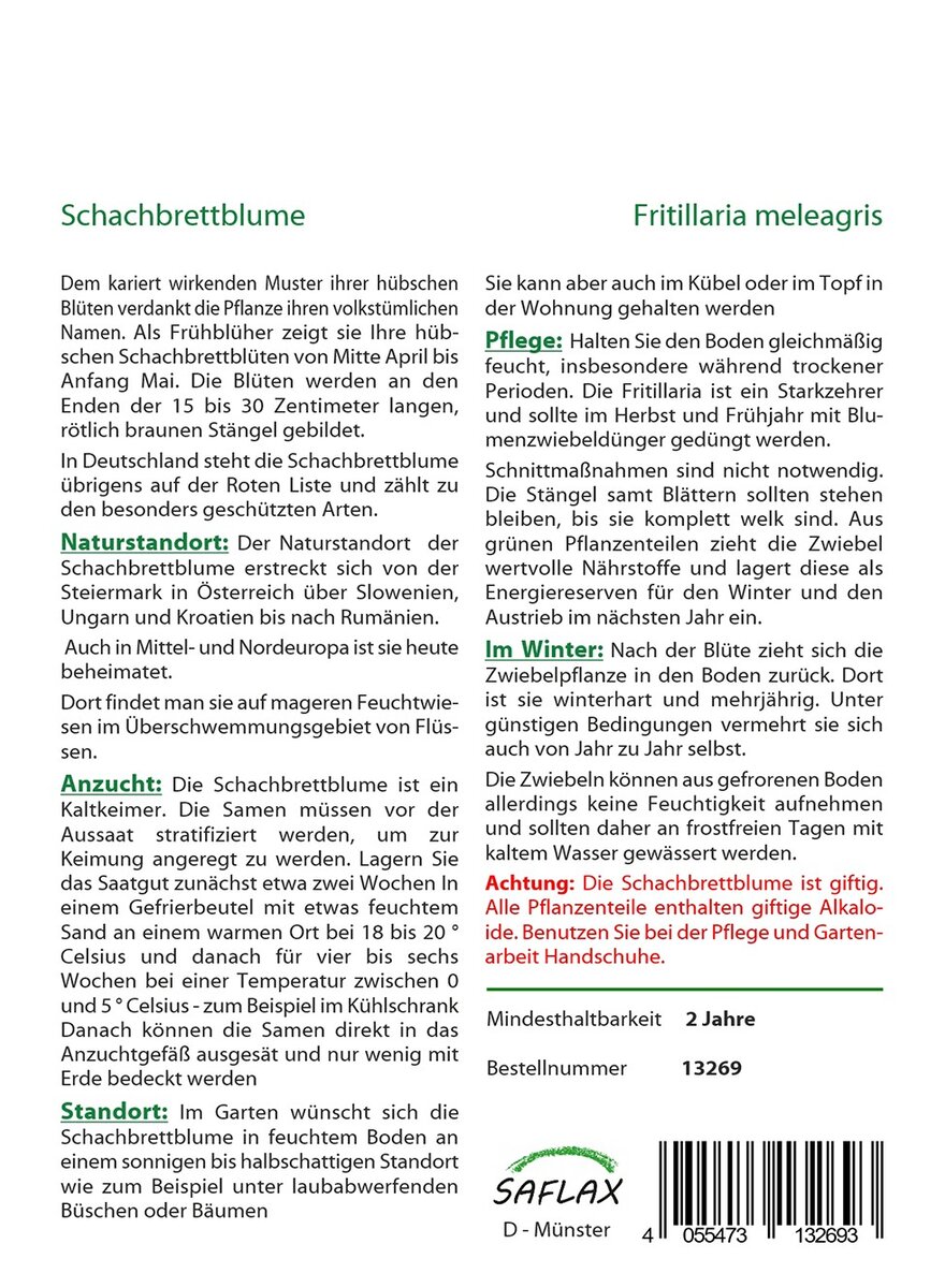 Auf diesem Bild sehen Sie das Produktbild 2 fr SAMEN SCHACHBRETTBLUME