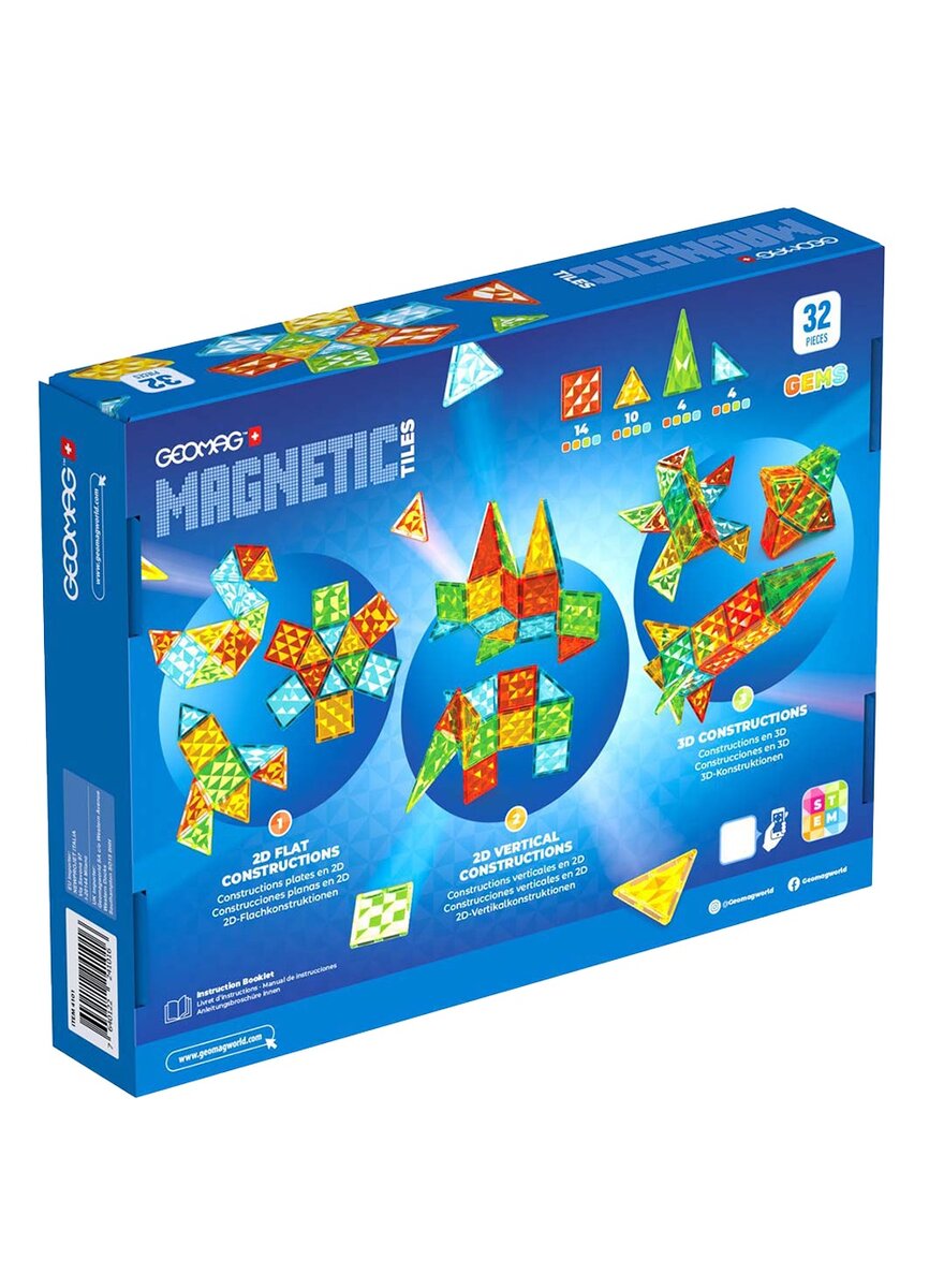 Auf diesem Bild sehen Sie das Produktbild 2 fr GEOMAG MAGNETIC TILES GEMS 32 TLG. MAGNETISCHE KACHELN