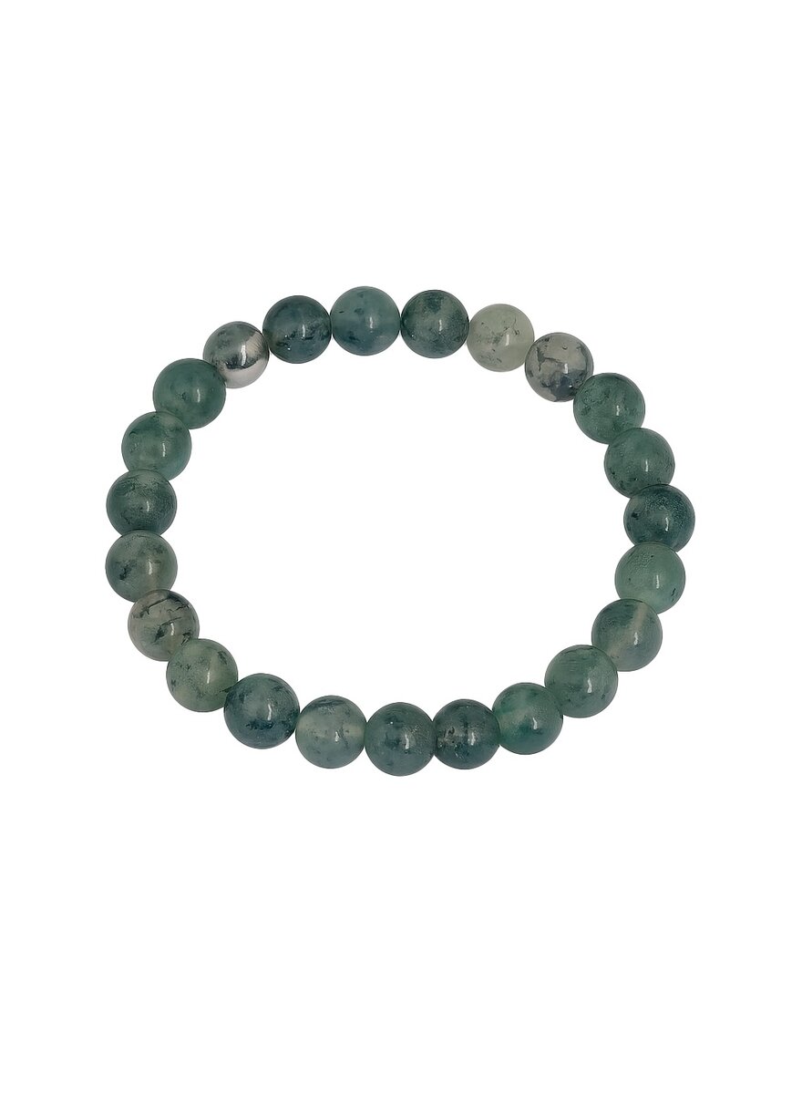 Auf diesem Bild sehen Sie das Produktbild 1 fr ARMBAND MOOSACHAT KUGELN 8 MM