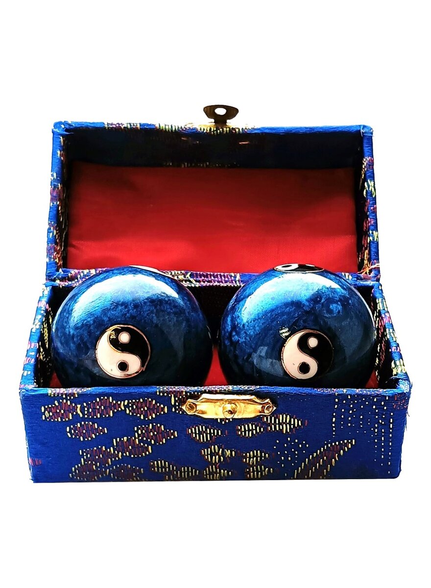 Auf diesem Bild sehen Sie das Produktbild 1 fr QI GONG KLANGKUGELN YIN UND YANG BLAU  35 MM