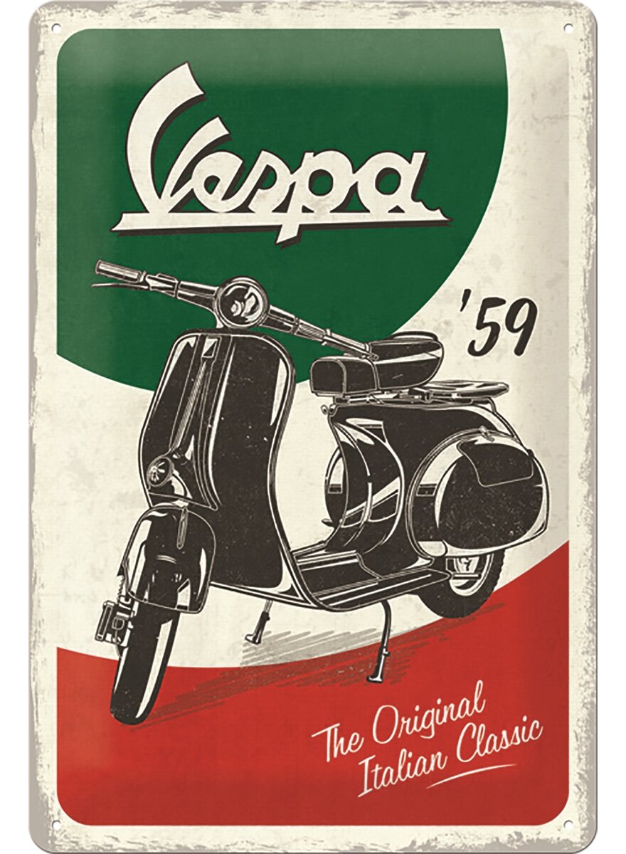 Auf diesem Bild sehen Sie das Produktbild 1 fr BLECHSCHILD VESPA 20 x 30 CM