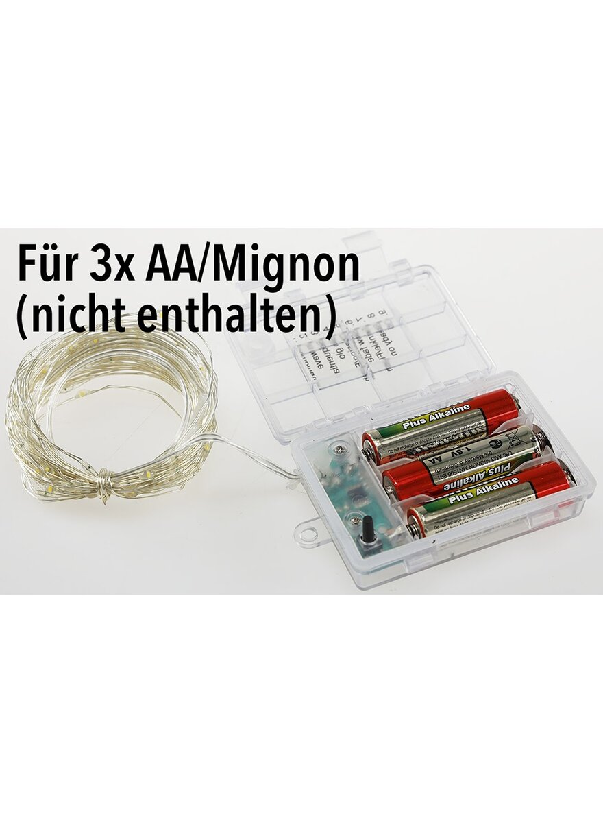 Auf diesem Bild sehen Sie das Produktbild fr 5 LED-BATTERIE-LICHTERKETTE SILVER WIRE 80