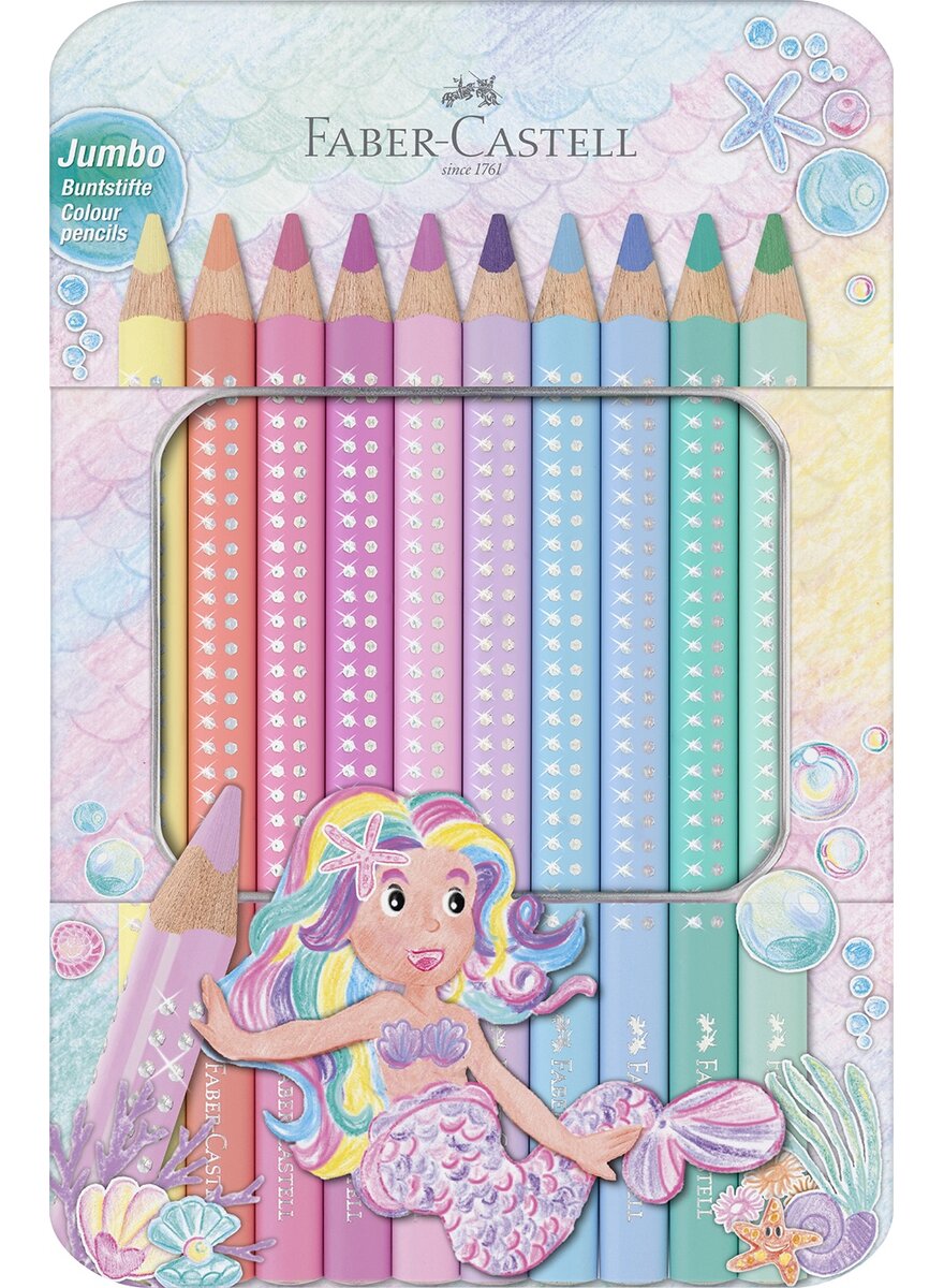 Auf diesem Bild sehen Sie das Produktbild 1 fr GRIP-BUNTSTIFTE JUMBO SPARKLE PASTELL 10ER IN METALL-ETUI