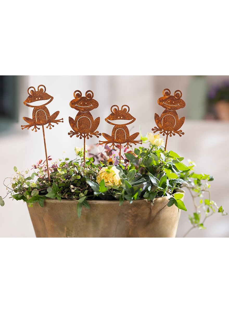 Auf diesem Bild sehen Sie das Produktbild 1 f�r GARTEN- UND BLUMENKASTEN- STECKER FROSCH 4ER-SET