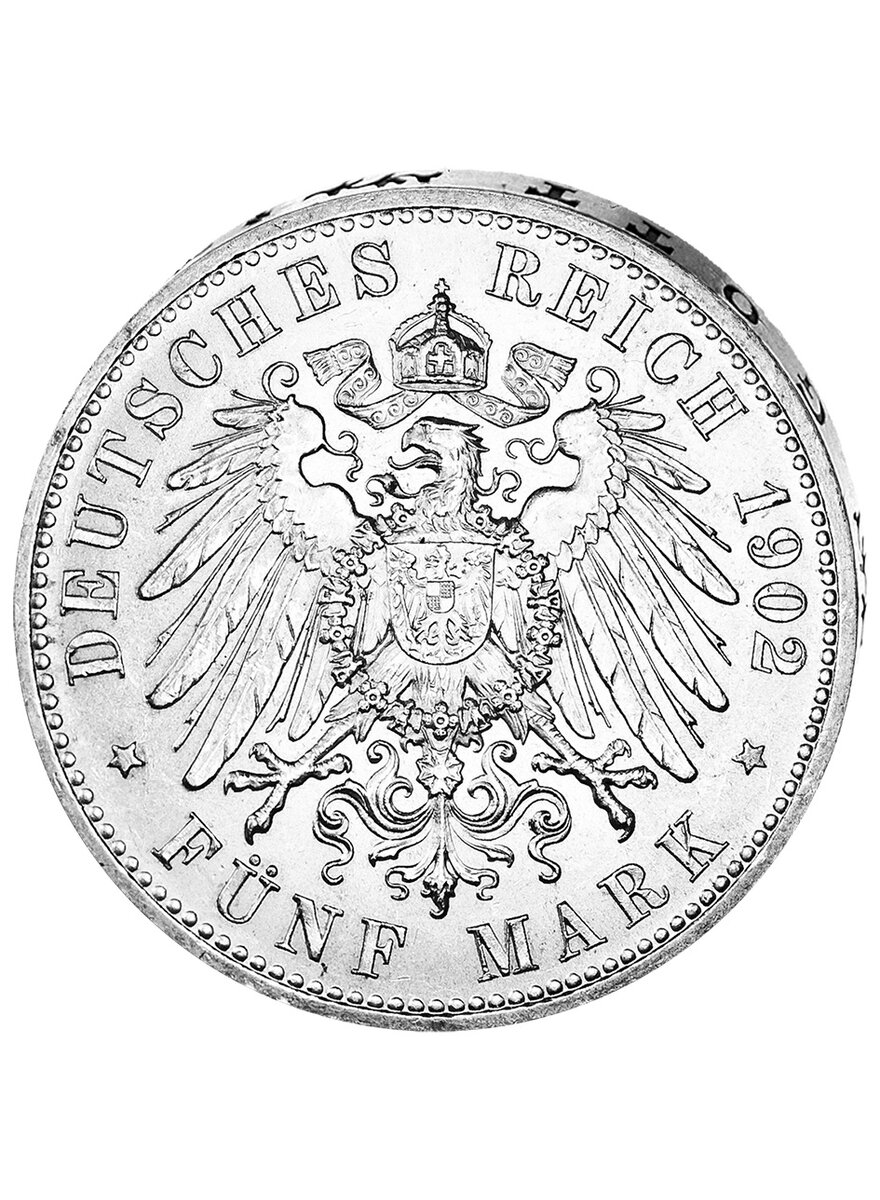 Auf diesem Bild sehen Sie das Produktbild 2 fr SILBERMNZE 5 MARK DEUTSCHES REICH 1891-1908 WILHELM II.