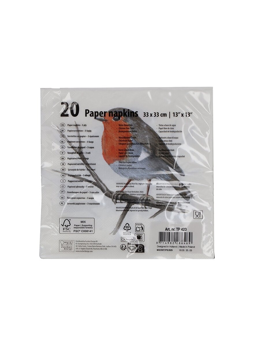 Auf diesem Bild sehen Sie das Produktbild 4 f�r PAPIERSERVIETTEN ROTKEHLCHEN  20ER PACK