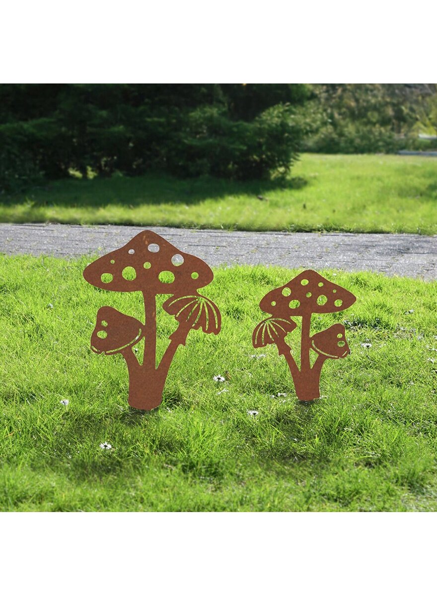 Auf diesem Bild sehen Sie das Produktbild 2 f�r GARTENSTECKER PILZE 2ER-SET - METALL MIT ECHTROST