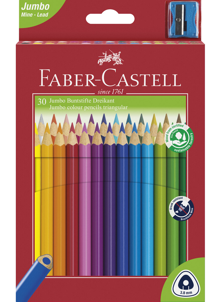 Auf diesem Bild sehen Sie das Produktbild 1 f�r JUMBO BUNTSTIFTE DREIKANT 30ER ETUI INKL. SPITZER