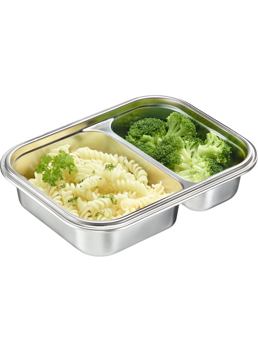 Auf diesem Bild sehen Sie das Produktbild 4 f�r FRISCHHALTEDOSE AUS EDELSTAHL MIT 2 KAMMERN 450 + 280 ML