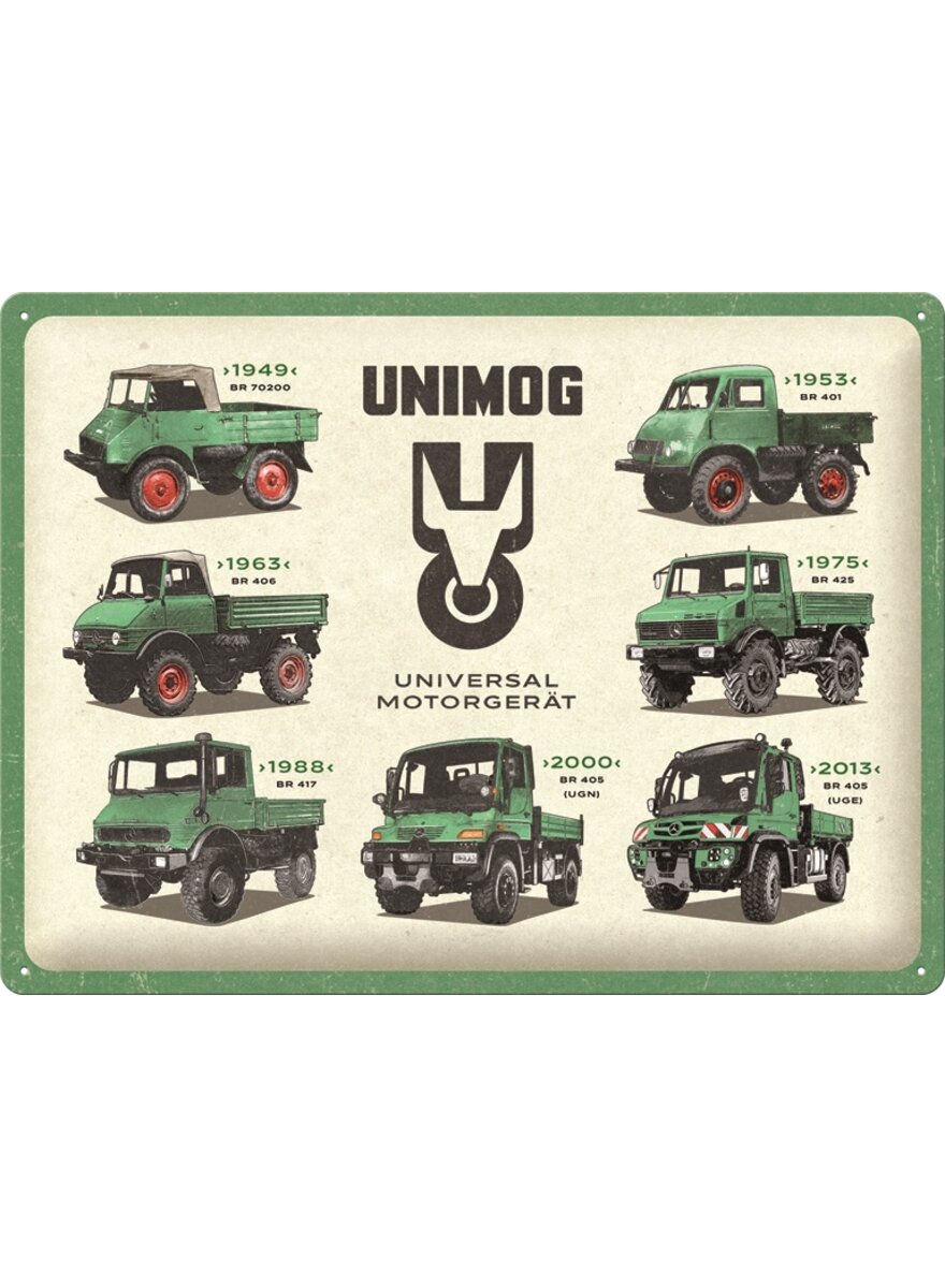 Auf diesem Bild sehen Sie das Produktbild 1 f�r BLECHSCHILD 30 X 40 CM UNIMOG- MODELLE 1949-2013