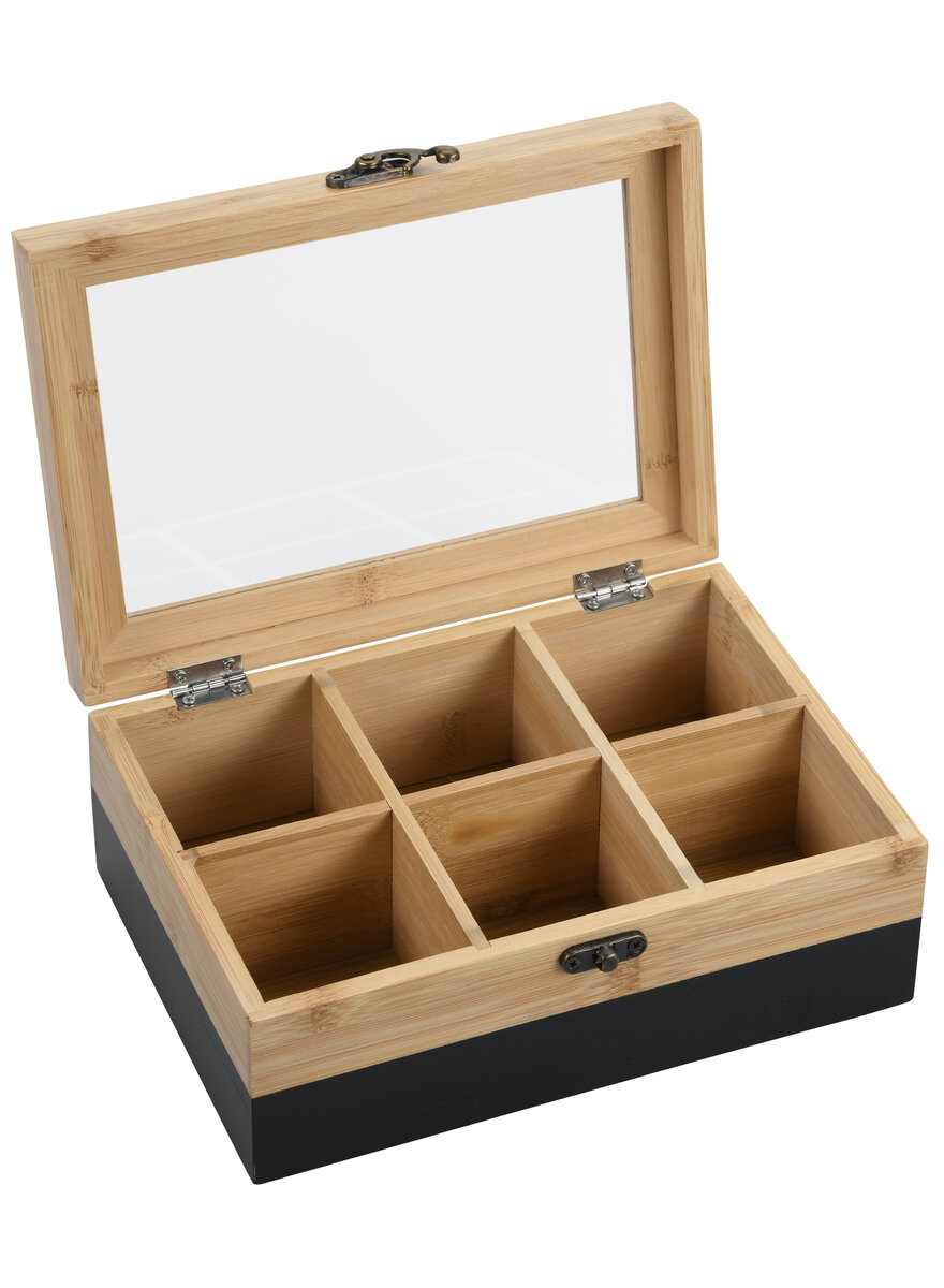 Auf diesem Bild sehen Sie das Produktbild 2 f�r TEEBEUTEL-BOX MIT 6 F�CHERN AUS BAMBUS