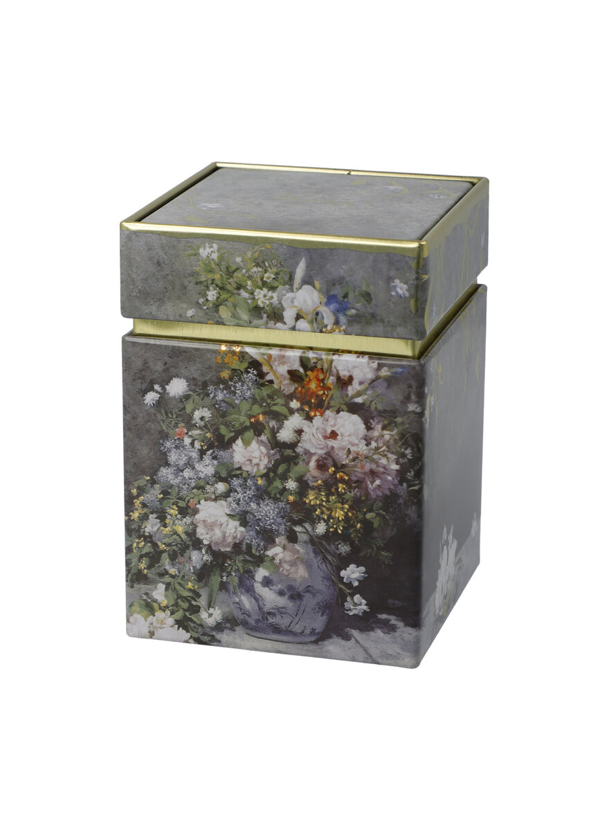 Auf diesem Bild sehen Sie das Produktbild 1 f�r BLECH-TEEDOSE RENOIR FR�HLINGS BLUMEN 7,5 X 7,5 X 11 CM